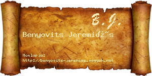 Benyovits Jeremiás névjegykártya